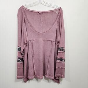 POL NWOT lightweight oversized camo striped knit long sleeve shirt woman's small